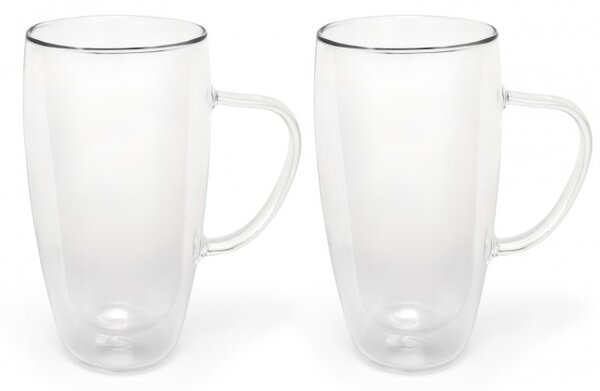 BREDEMEIJER Сет от 2 двустенни стъклени чаши с дръжка за Cappuccino/Latte Macchiato - 400 мл