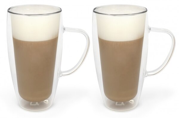 BREDEMEIJER Сет от 2 двустенни стъклени чаши с дръжка за Cappuccino/Latte Macchiato - 400 мл