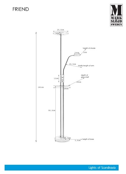 Markslöjd 107008 - LED Стояща лампа FRIEND LED/18W/230V + LED/5W