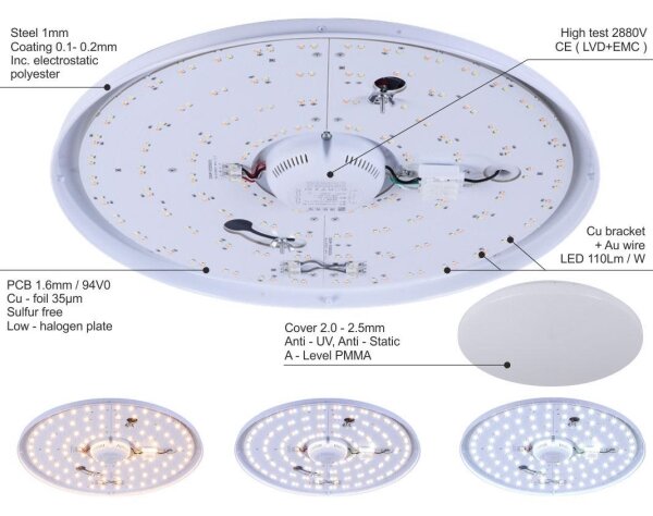 LED Димируем плафон OPAL LED/50W/230V + д.у