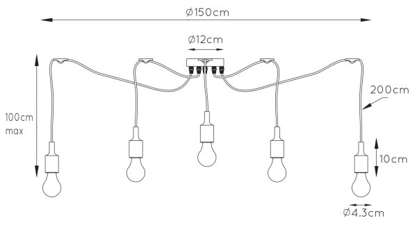 Lucide 08408/05/30 - Висящ полилей FIX MULTIPLE 5xE27/60W/230V