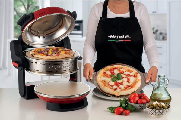 Двойна фурна за пица Ariete PIZZERIA 0927/00, 2300W, 32 см, 2 термостата до 400C, 5 нива, 2 каменни плочи, Незалепващо покритие, Червен