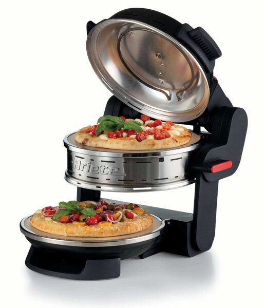 Двойна фурна за пица Ariete PIZZERIA 0927/01, 2300W, 32 см, 2 термостата до 400C, 5 нива, 2 каменни плочи, Незалепващо покритие, Черен