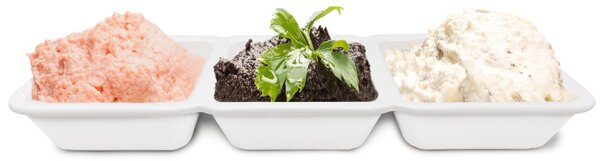 Nerthus Тройна порцеланова купа за ядки, сосове и предястия