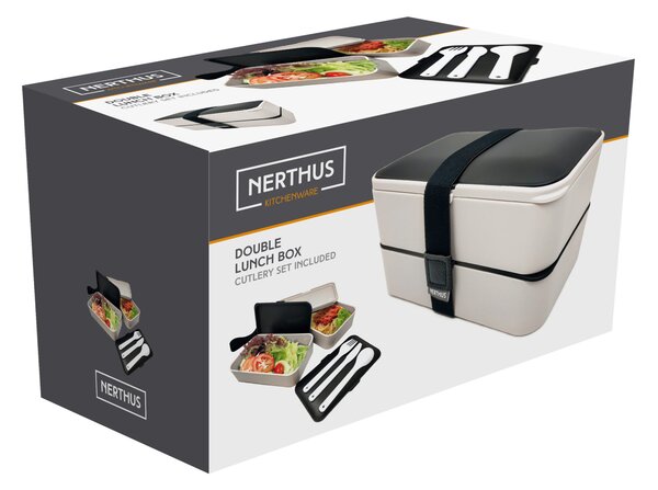 Nerthus Комплект херметически кутии за храна с прибори - 2 х 500 мл