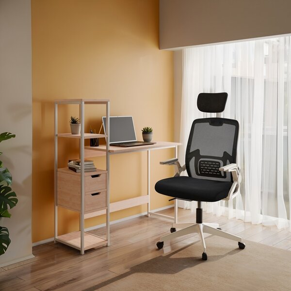 Комплект ученическо обзавеждане бюро и офис стол 2 части Gloryn Pako World Black 80x37x123 cm