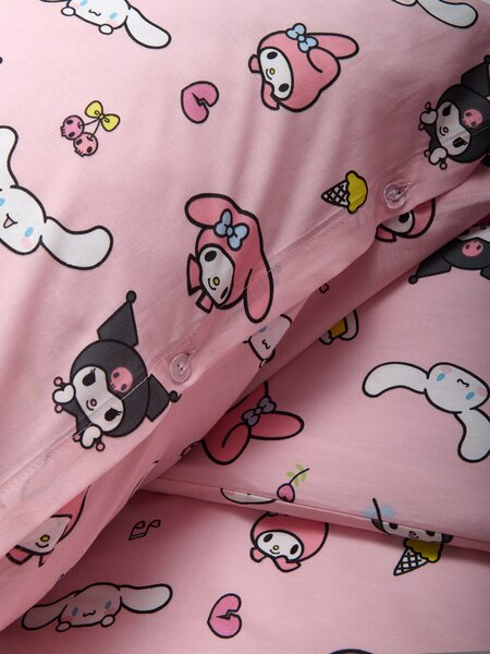 Sinsay - Комплект спално бельо от памук Hello Kitty and Friends - розов