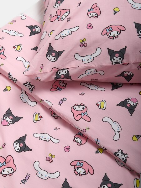 Sinsay - Комплект спално бельо от памук Hello Kitty and Friends - розов