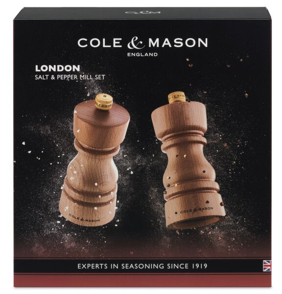 COLE & MASON Комплект мелнички за сол и пипер “LONDON“ - 13 см. - цвят натурален