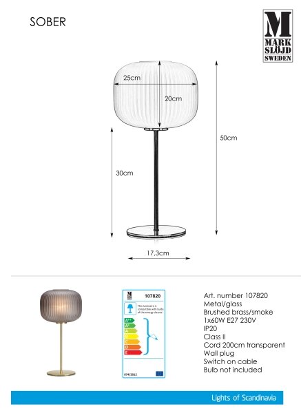Markslöjd 107820 - Настолна лампа SOBER 1xE27/60W/230V месинг