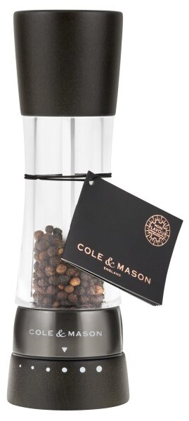 COLE & MASON Мелничка за пипер “DERWENT BLACK WOOD“ - 19 см. - с механизъм за прецизност - цвят черен