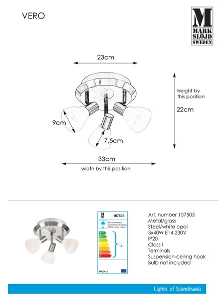 Markslöjd 107505 - Спот VERO 3xE14/40W/230V хром