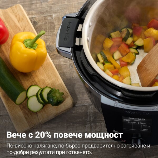 Мултикукър Instant Pot Pro Max 60 WiFi, 1200W, 5.7 л, 10 програми, Nutriboost, WiFi управление, LCD дисплей, Неръждаема стомана, Черен