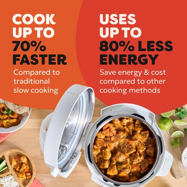 Мултикукър Instant Pot Classic Mini 140800801, 800W, 3.8 л, 7 програми, Favorite бутони, LCD дисплей, Неръждаема стомана, Бял