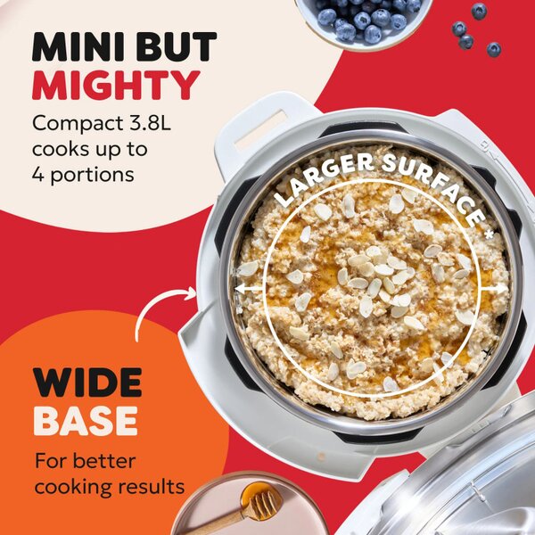 Мултикукър Instant Pot Classic Mini 140800801, 800W, 3.8 л, 7 програми, Favorite бутони, LCD дисплей, Неръждаема стомана, Бял