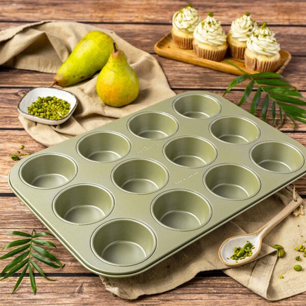 Форма за мъфини 12 бр Zenker 7456, 7 см, ILAG Maximizing Green покритие, До 180C, Зелен