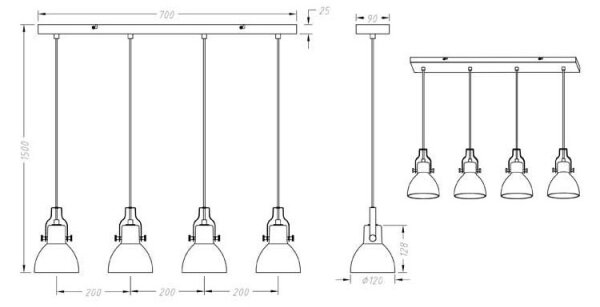 Trio - Висящ полилей GINELLI 4xE14/28W/230V