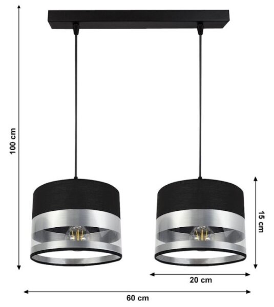 Висящ полилей MILO 2xE27/60W/230V сребрист/черен