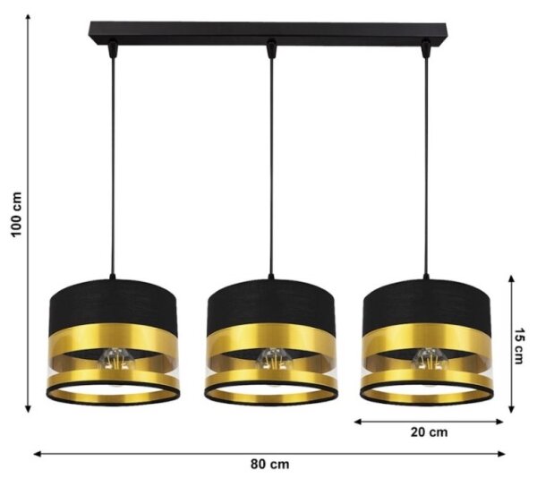 Висящ полилей MILO 3xE27/60W/230V златист/черен