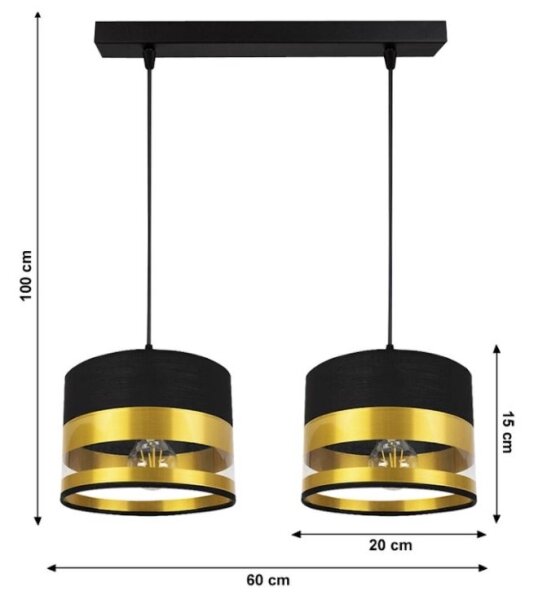 Висящ полилей MILO 2xE27/60W/230V златист/черен