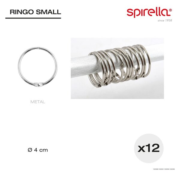 Матово черно пръстени за душ завеси в комплект от 12 бр. Ringo Small – Spirella