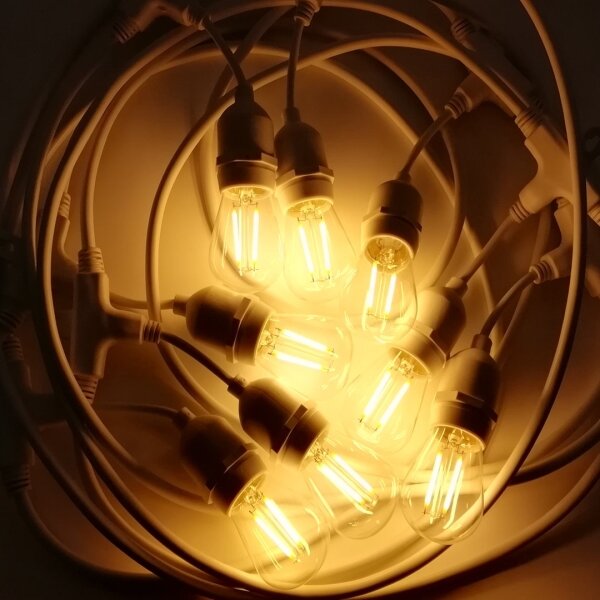 Екстериорна верига с лампички 15xE27/0,5W/230V 15м IP44 бяла