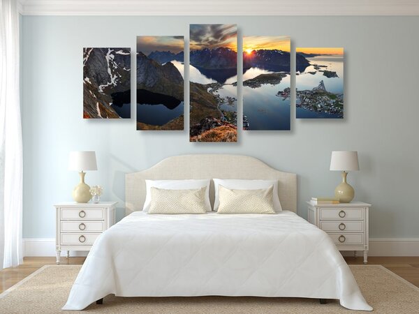 Картини от 5 части – Очарователна планинска панорама със залез