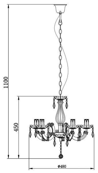 Zuma Line RLD94016-5A - Висящ полилей MAGNOLIA 5xE14/40W/230V