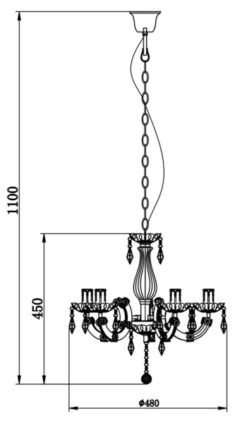 Zuma Line RLD94016-5B - Висящ полилей MAGNOLIA 5xE14/40W/230V черен