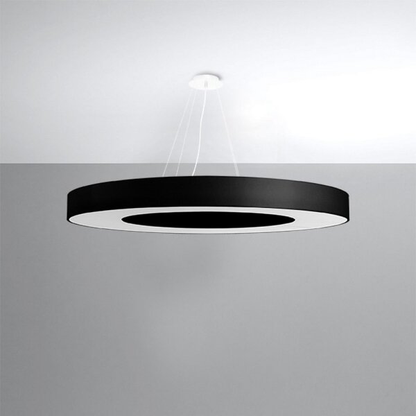 Sollux SL.0798 - Висящ полилей SATURNO SLIM 8xE27/60W/230V ⌀ 90см черен