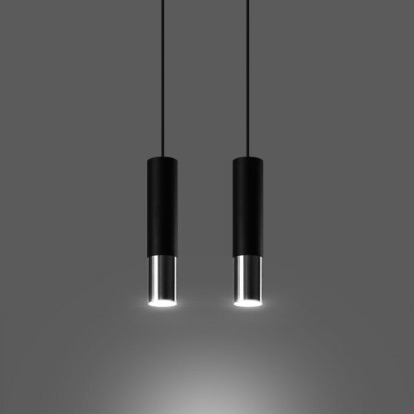 Sollux SL.0941 - Пендел LOOPEZ 2xGU10/10W/230V черен/хром