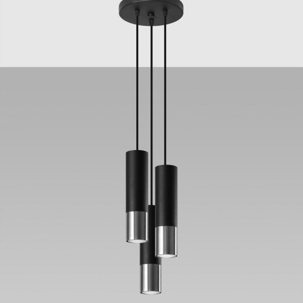 Sollux SL.0943 - Висящ полилей LOOPEZ 3xGU10/40W/230V кръгъл черен/хром