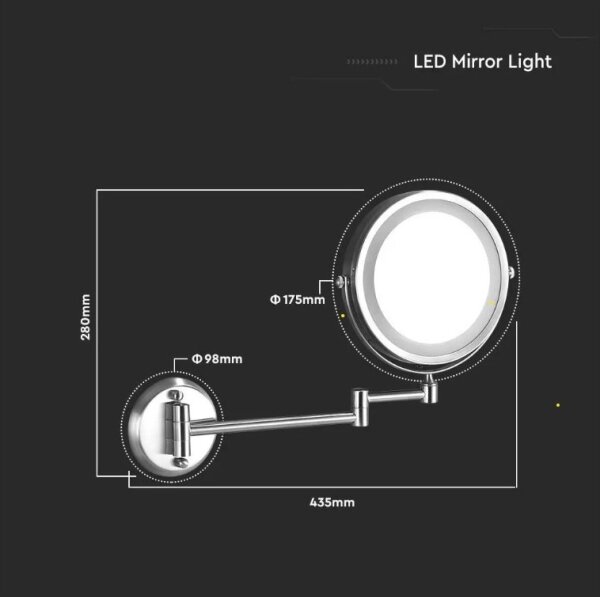 LED Стенно козметично огледало LED/3W/6V IP44