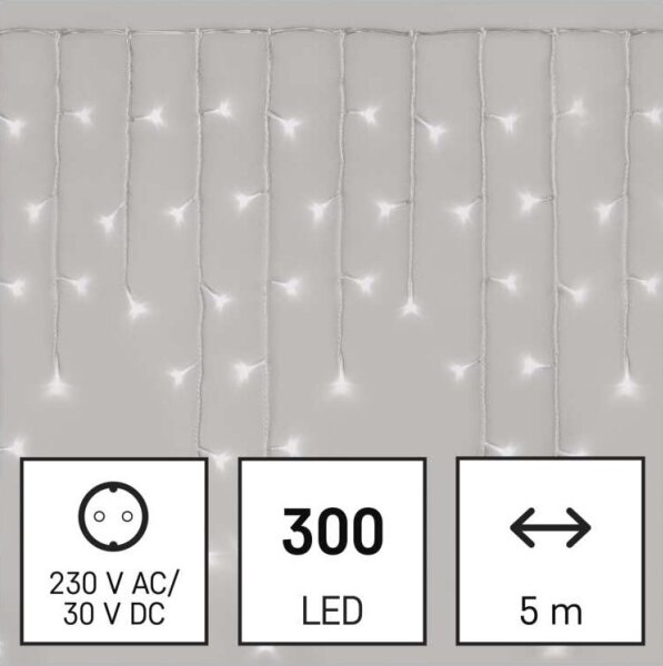 LED Екстериорни Коледни лампички 300xLED/8 режима 10м IP44 студено бяло + дистанционно