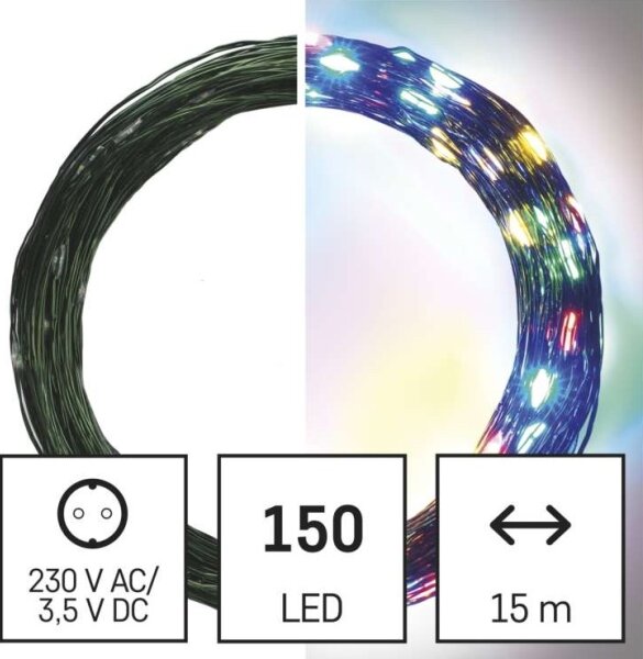 LED външна гирлянда 150 LED / 20 m, IP44, многоцветна