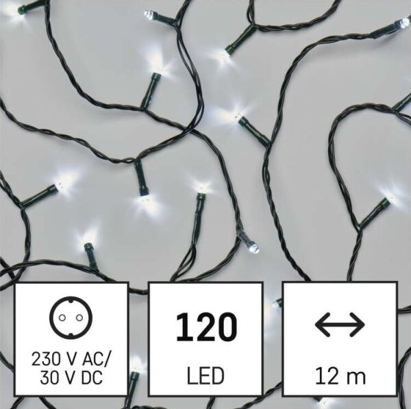 LED Екстериорни Коледни лампички 120xLED/8 режима 17м IP44 студно бяло