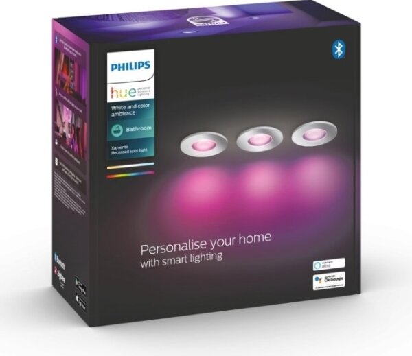 Philips-К-кт 3 бр. LED RGB димируеми лунички за баня Hue 1xGU10/5,7W/230V IP44