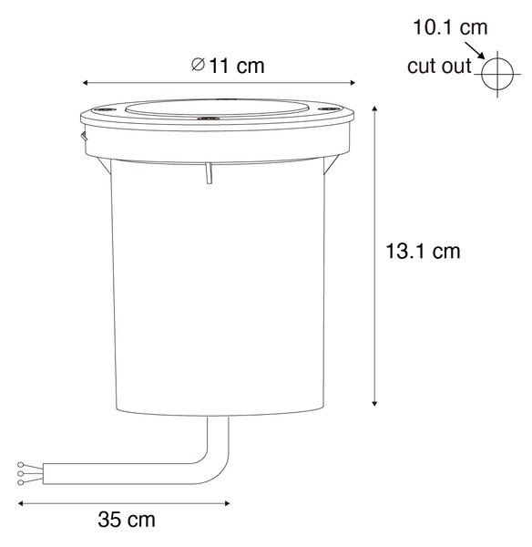 Set van 6 moderne buiten grondspots zwart 35 mm verstelbaar IP65 - Delux