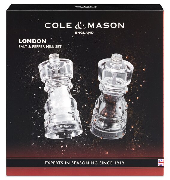 COLE & MASON Комплект мелнички за сол и пипер “LONDON“ - 13 см. - прозрачни