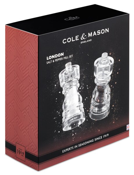 COLE & MASON Комплект мелнички за сол и пипер “LONDON“ - 13 см. - прозрачни