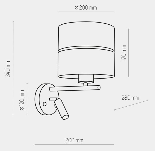 LED Аплик HILTON 1xE27/15W/230V + LED/3W/230V месинг/черен