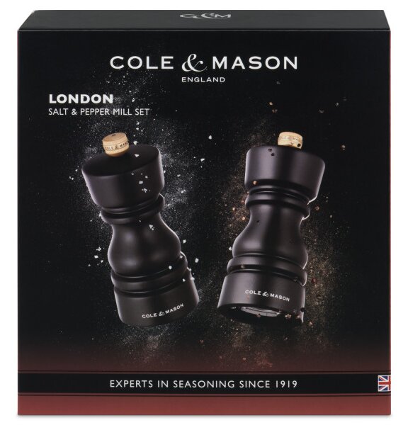 COLE & MASON Комплект мелнички за сол и пипер “LONDON“ - 13 см. - цвят тъмен шоколад