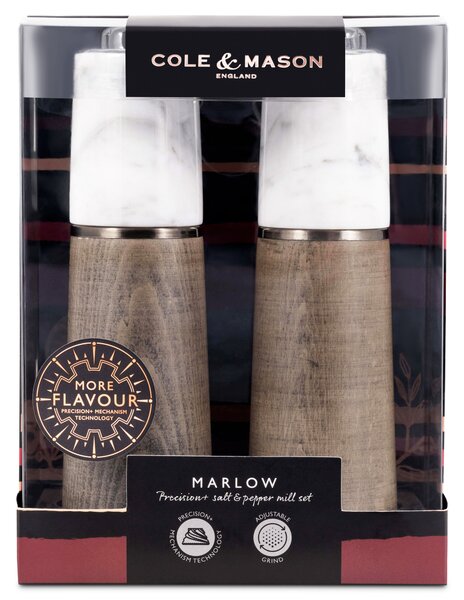 COLE & MASON Подаръчен комплект мелнички за сол и пипер “MARLOW MARBLE“ - 18,5 см