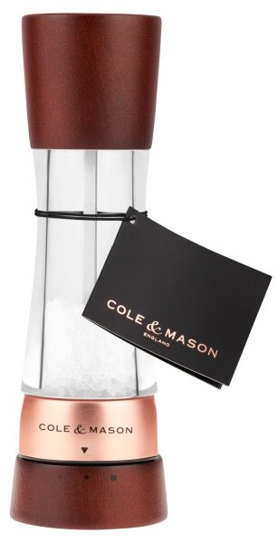 COLE & MASON Мелничка за сол “DERWENT CHESTNUT ROSE GOLD“ - 19 см. - с механизъм за прецизност - цвят орех / розово злато