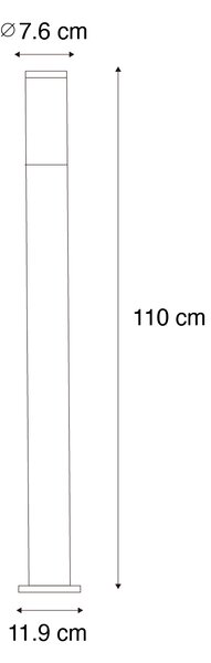 Модерен външен стълб тъмно сив с опал 110 см IP44 - Rox