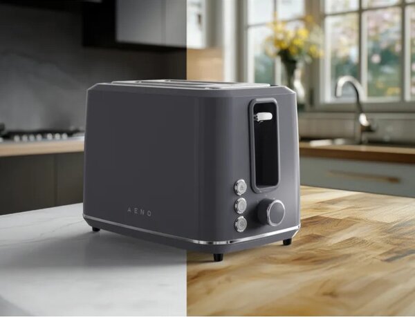 Тостер за хляб AENO ATS0001G, 930W, 7 степени, Сензорно управление, Обратен таймер, Защита при засядане, Тих, Сив