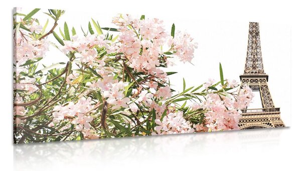 Картина на платно – Айфеловата кула и розови цветя