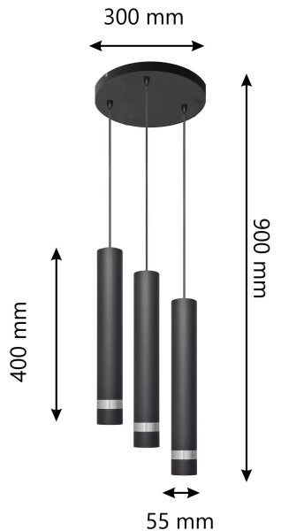 Висящ LED Полилей TUBA 3xGU10/4,8W/230V черен/хром