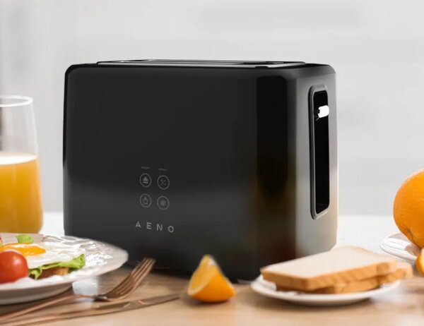 Тостер за хляб AENO ATS0002B, 930W, 7 степени, Сензорно управление, Обратен таймер, Защита при засядане, Тих, Черен