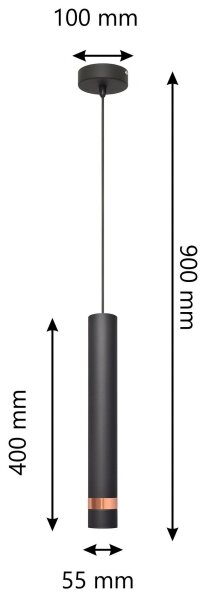 Висящ LED Полилей TUBA 1xGU10/4,8W/230V черен/мед